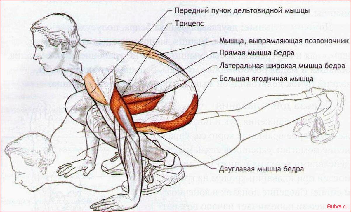 Попеременная тяга гирь в упоре лежа